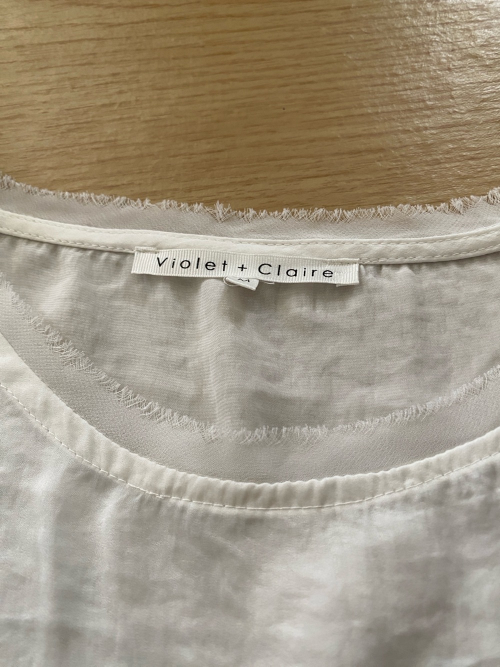 Violet & Claire White Sheer  Short Sleeve Layered Hem Tee